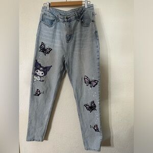 Kuromi Sanrio Butterfly Garden Mom Jeans Women Straight Leg High Rise Size 15